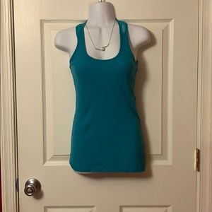 Teal all lace back tank top